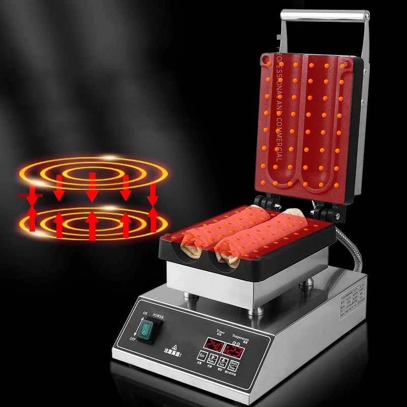Chicken Rolls Waffle Maker Machine With Timer Meat Roll Wrap Machine Barbecue Burrito Machine Hot Snacks Equipment Mini