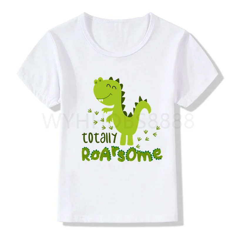 Boys/Girls Cartoon Dinosaur Print T Shirt Kids Cute Birthday Gift Number Clothes Baby Dino Cartoon T-shirt