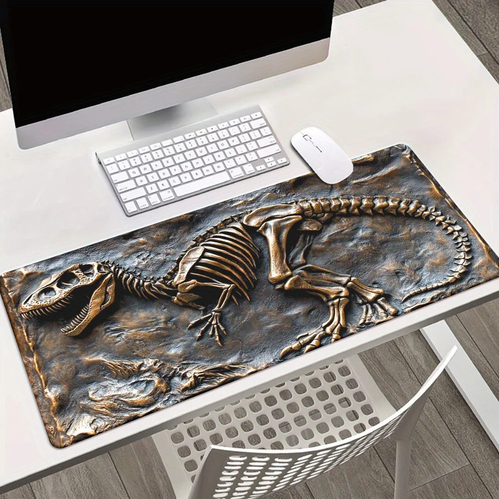 Alfombrilla de ratón grande con diseño fósil de dinosaurio, alfombrilla de escritorio para juegos, alfombrillas de goma antideslizantes, accesorios duraderos para pc, teclado, alfombrillas de ratón extendidas