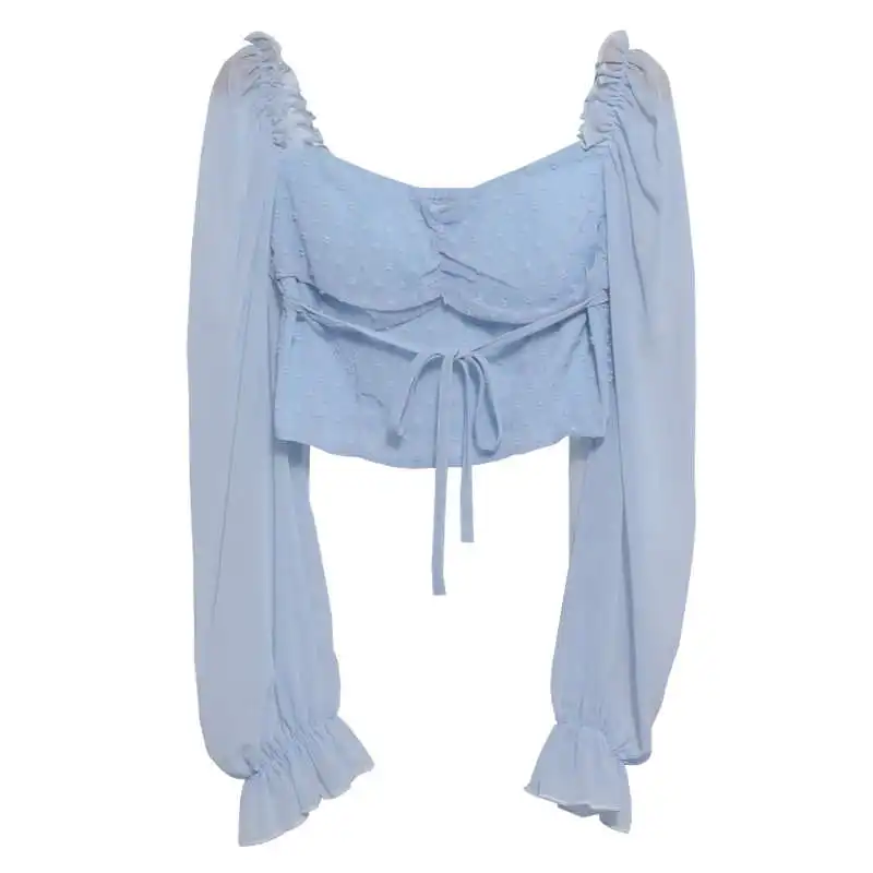 قميص بأكمام طويلة ورقبة مربعة وربطة عنق على شكل فراشة، بتصميم فضفاض مناسب للشارع، مصنوع من مزيج القطن والبوليستر، مثالي لفصل ... #3