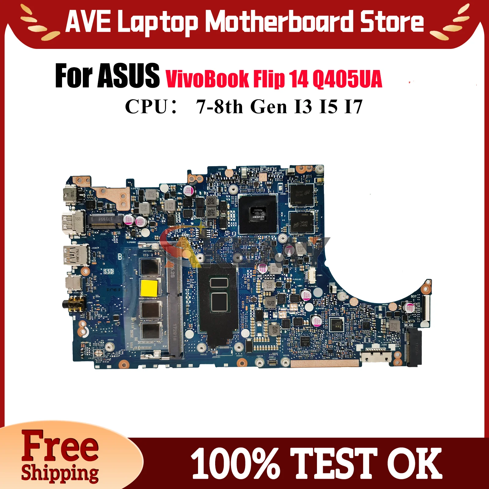 

TP410UF Материнская плата для ноутбука ASUS 14 TP410UAR TP410UR VivoBook Flip TP410U TP410UQ TP410URR Q405UA Материнская плата с процессором I3 I5 I7
