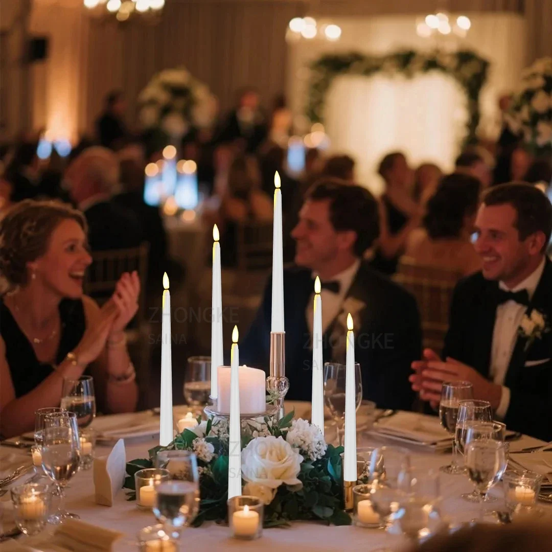 12-180Pcs LED Flameless Taper Candles for Wedding Decor Battery Candles with 3D Wick Artificial LED Candle Halloween Birthday