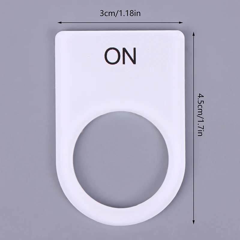 Placa de identificação do armário de controle de tamanho de furo de 22 mm, etiqueta acrílica, letras pretas em fundo branco, uma peça