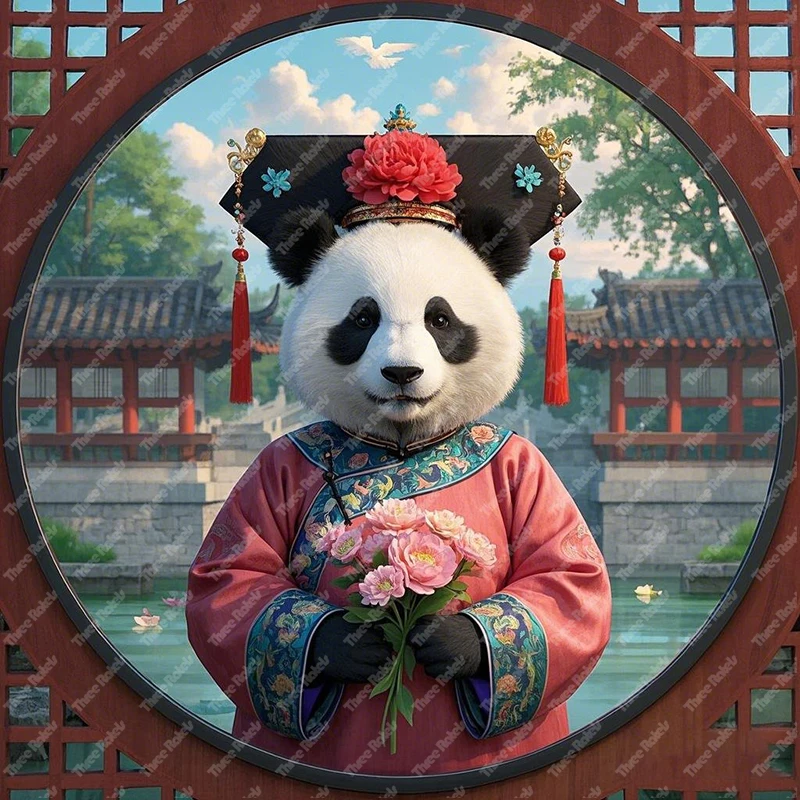 Three Ratels QHH129 Cute Panda Princess Cartoon Wall Stickers For home decoration