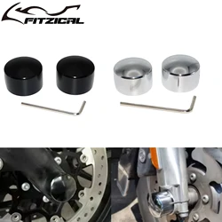 2x Motorcycle Front Axle Nut Covers Caps Bolt Aluminum For Harley Softail Sportster Touring Road King Electra Street Glide Dyna