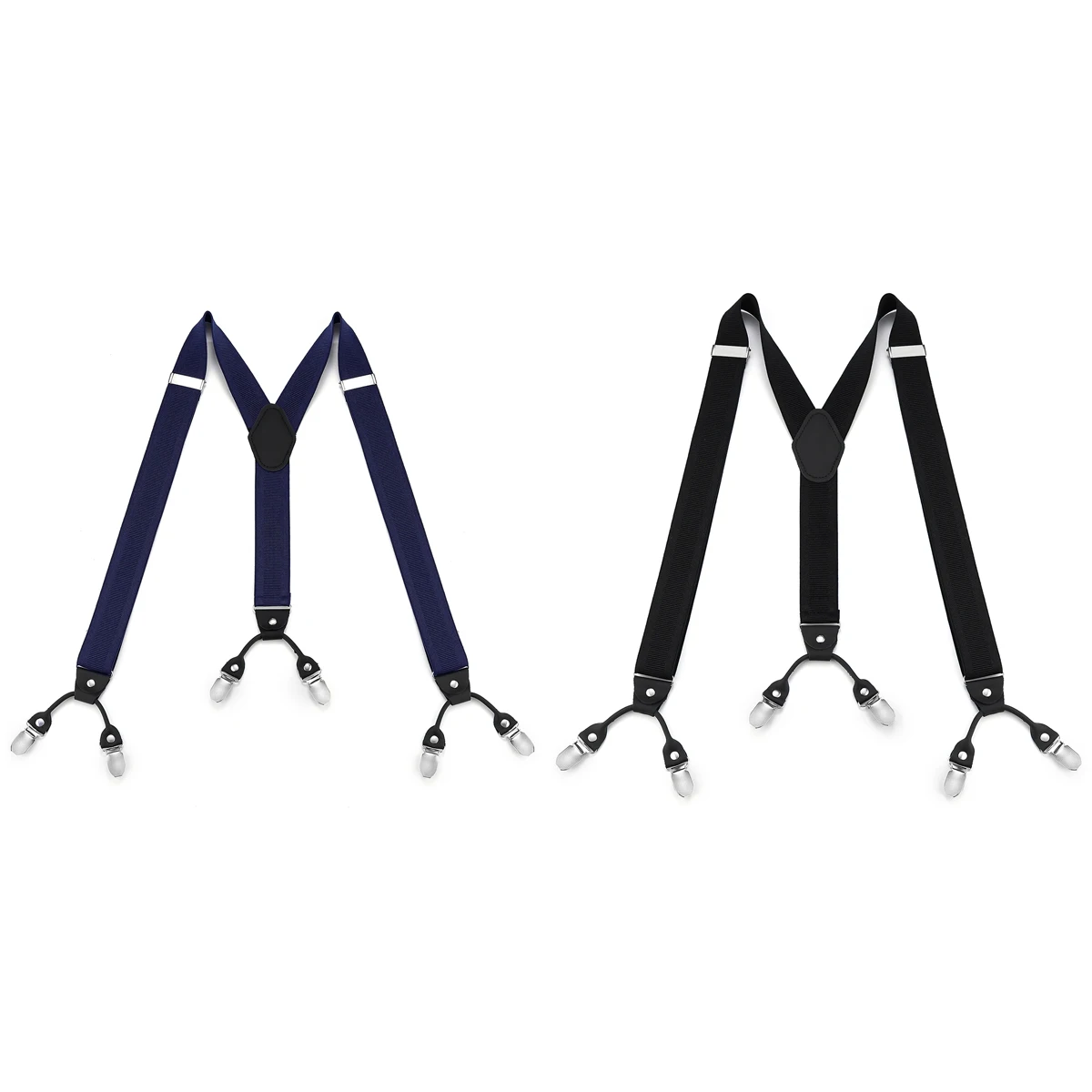 ชุดสูทสไตล์อังกฤษสำหรับผู้ชายแบบย้อนยุค กางเกงคุณภาพสูงกันหล่น สายเอี๊ยมหนังสีขาวบริสุทธิ์แบบหกคลิปกันลื่น