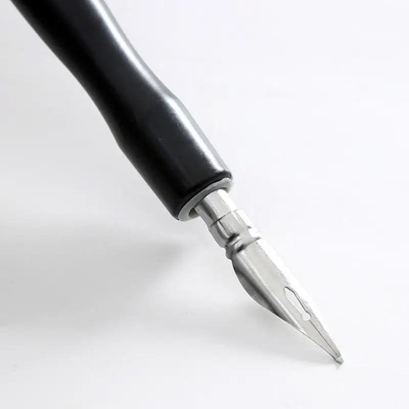 R53C Line Art Pen Handle Black Plastic 5 Inch Dip Pen for Study Desk Sketching and Daily Writing Exercises Practice