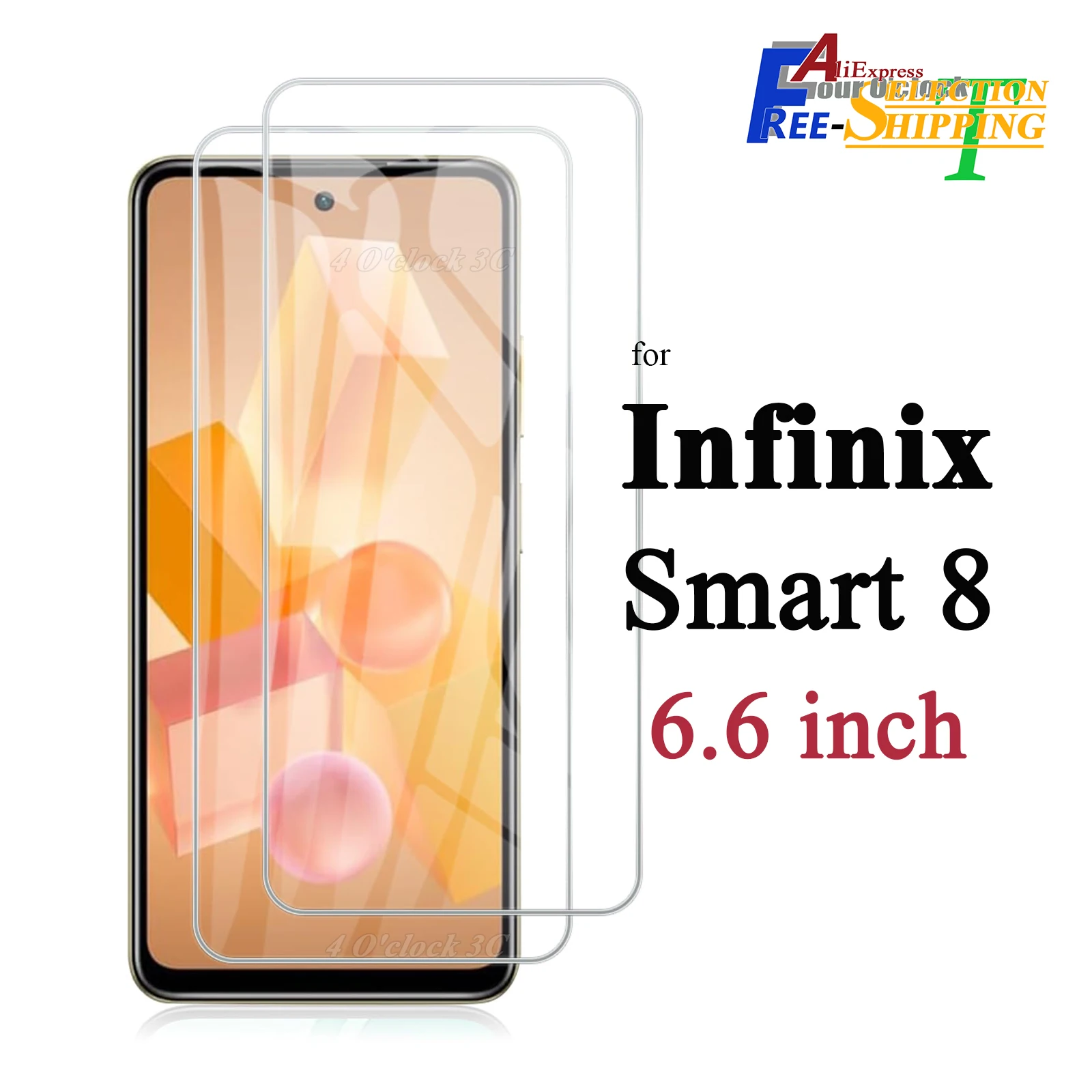 

For Infinix Smart 8 6.6 inch Screen Protector Tempered Glass Crystal Mica 9H HD Clear Transparent Scratch Resistent