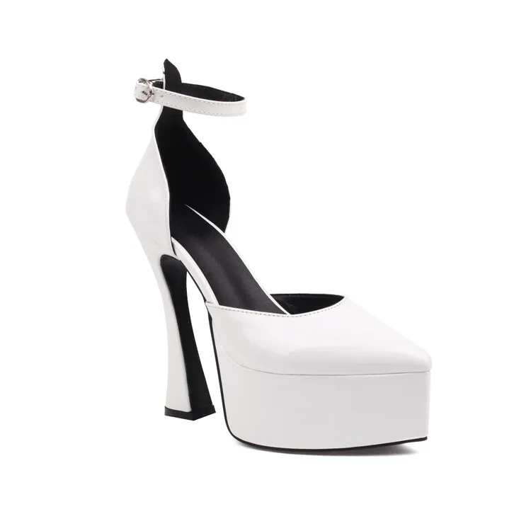 Big size Oversize Large size Pointed toe platform shoes Thick Heel Super high heel Pumps women shoes  simple and elegant