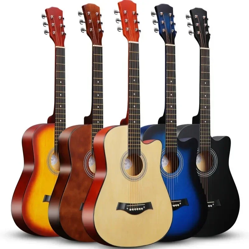 38-Inch Acoustic Guitar-Matte Wood Finish, Enhanced Basswood, Comfort Grip - Versatile for Beginners Music Enthusiast Gift