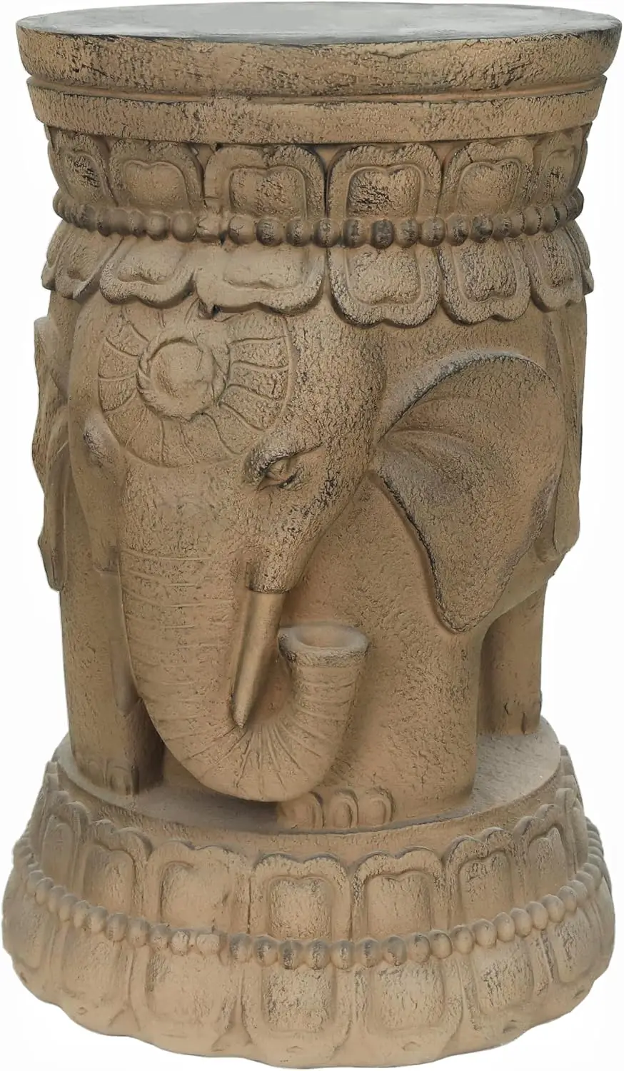 Maharajah Elephant Lotus Statue Good Luck Garden Stool Side Table