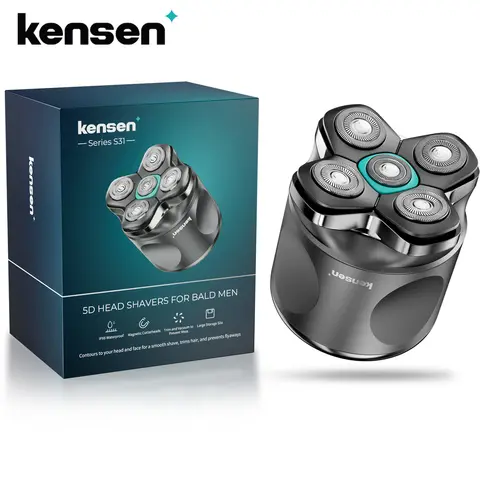 대머리 남성용 Kensen S31 헤드 면도기 5D 자기 플로팅 헤드 면도기 이발사 용 세척 가능 USB-C 충전식 수염 트리머 기계 대머리 남성용 Kensen S31 헤드 면도기 5D 자기 플로팅 헤드 면도기 이발사 용 세척 가능 USB-C 충전식 수염 트리머 기계