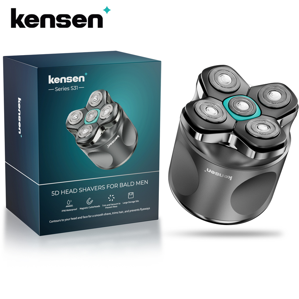  Kensen S31 Head Shaver for Bald Men 5D Magnetic Floating Head Razor Washable USB-C Rechargeable Beard Trimmer Machine for Barber 