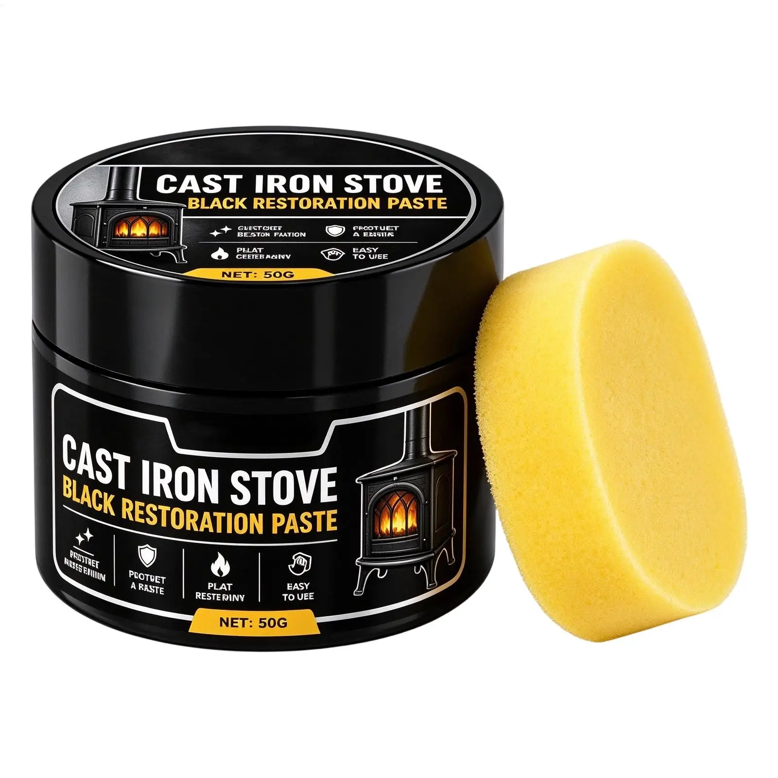 50g Cast Iron Restoration Kit Heat-Resistant Restoration Coating Paste Stove Black Restorer Stove Grate Polish Paste Restorer