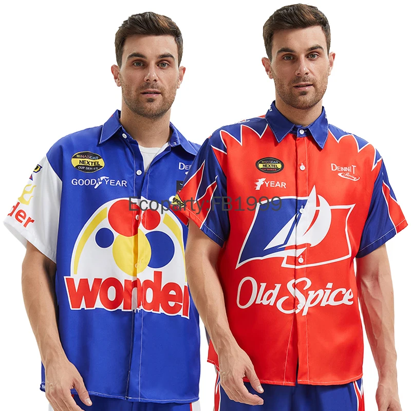 New Talladega Nights Ricky Bobby Racing Uniform Cosplay Red Cal Naughton Jr. Wonder Bread Racing Suit Halloween Costume for Men