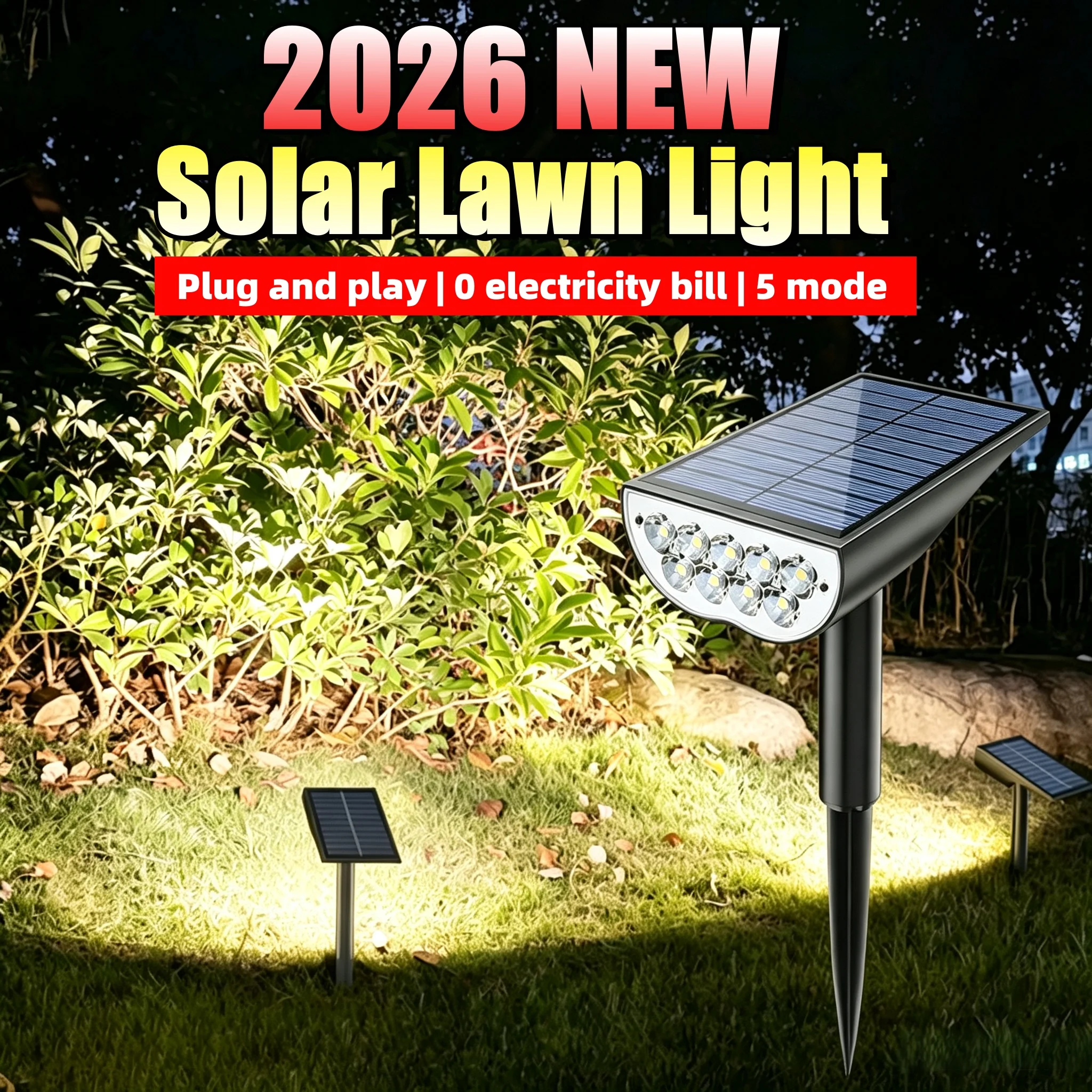 6500K Solar Landscape Lighting 9 LED Solar Lights Outdoor IP65 Waterproof Garden Light 5 Modes Solar Spotlights For Patio Street