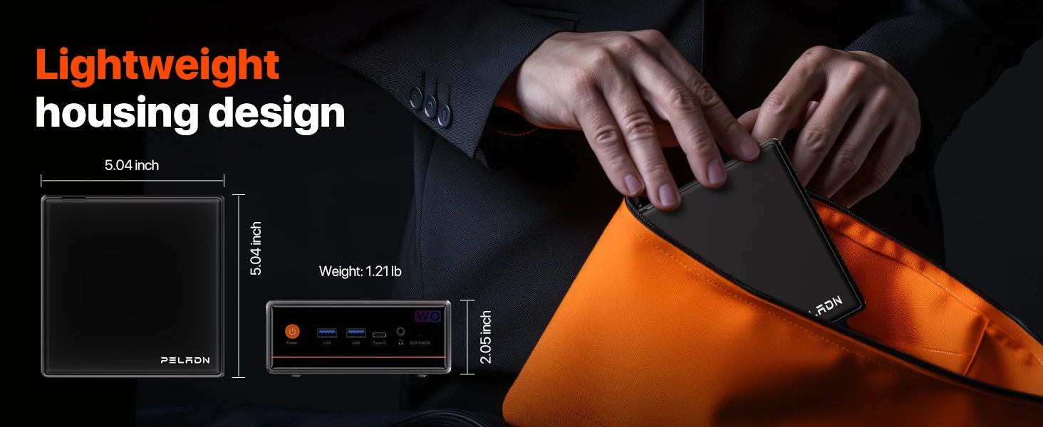 PELADN WO4 Mini Gaming PC - AMD Ryzen 5 5600H((6C/12T, up to 4.2Ghz,Beats 5700U/7430U) 16GB Dual Channel RAM 512GB SSD, Mini Desktop Computer with Dual NIC LAN 2.5Gbe, WiFi6, BT5.2, Type-C,sUPPORT Triple-Display Windows 11 Pro