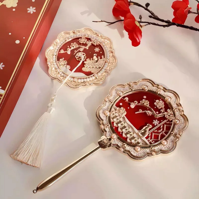 Beijing Cultural Creative Handheld Mirror Single-Sided Ancient-Style Portable Makeup Mirror Ideal as a Gift
