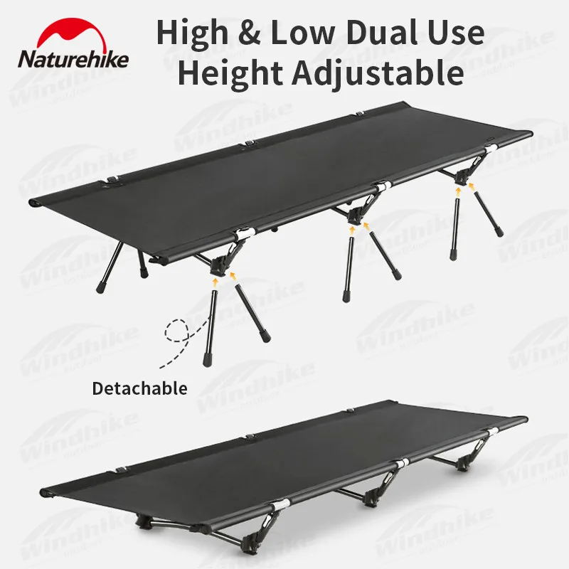 

Naturehike Camping Cot Field Ultralight Aluminum Alloy Camp Bed Travel Outdoor Folding Sleeping Height Adjustable Bearing 150kg