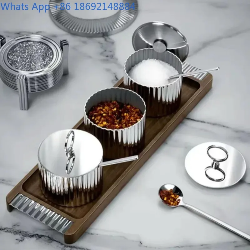 

Роскошная коробка для специй Nordic Light, кухонная коробка для хранения из нержавеющей стали, банка для специй, MSG, банка для соли, комбинированный набор банок для сахара