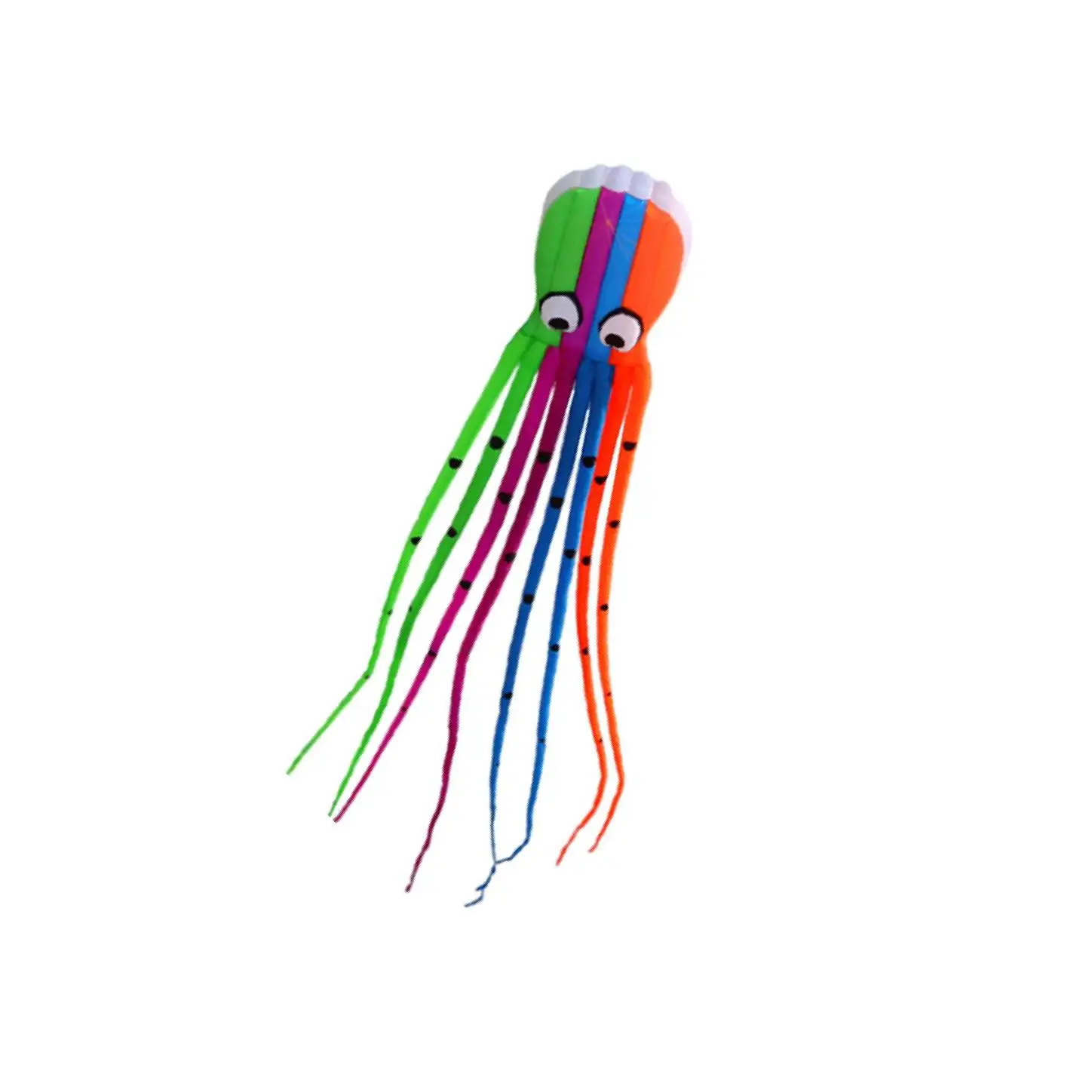 8M Frameless Flying Octopu Kite with 30m String Long Tail for Kids Colorful