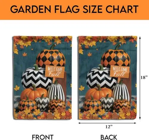 All over Printed Fall Double Sided Garden Flags, 12X18