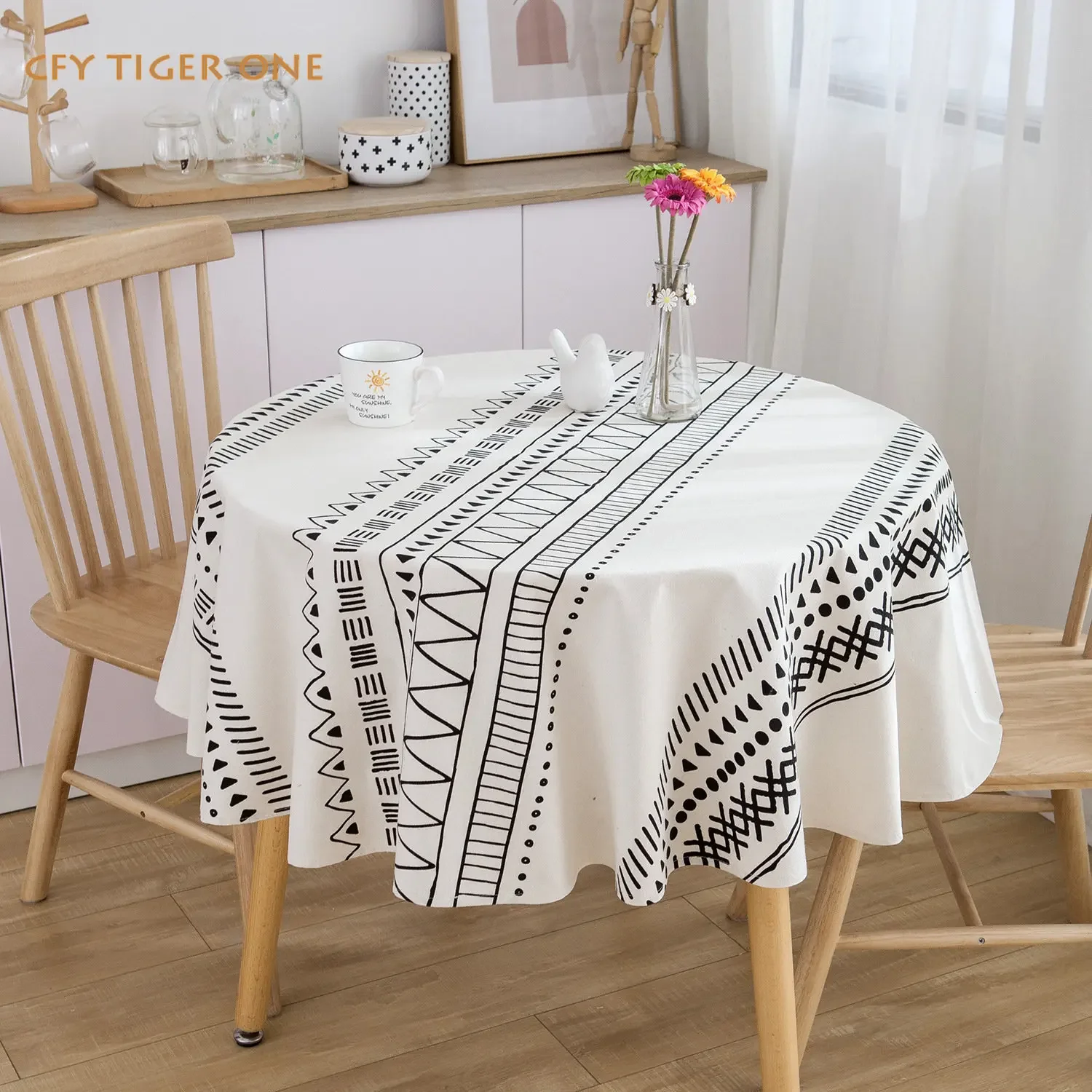 

Cotton Linen Boho Geometric Round Tablecloth Tassel Tablecloth Able Tea Round Table Map Table Cover Dining Room