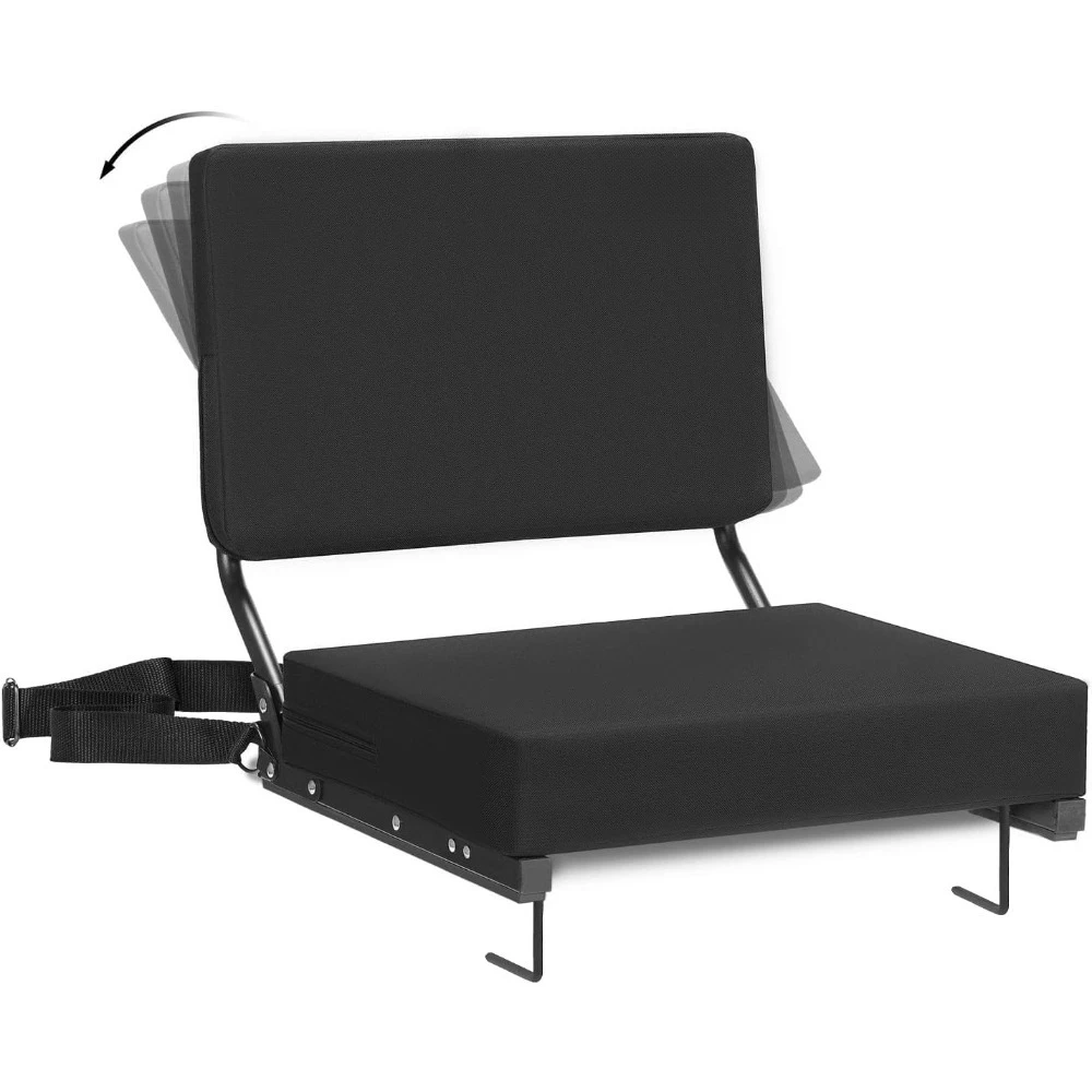 

Stadium Seat Portable Folding Chair with Back Support Padded Foam Cushion 330lbs Capacity Black
