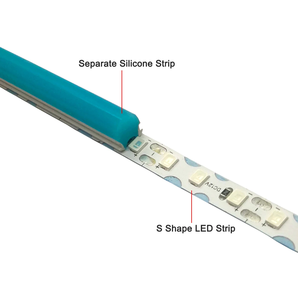 DIY Separado Silicone Neon Flexível Bendable Strip Light, DC 12V, 2835SMD, S Forma, 120LEDs, IP67, impermeável, 1m-10m, 11 cores, 6mm, 8mm