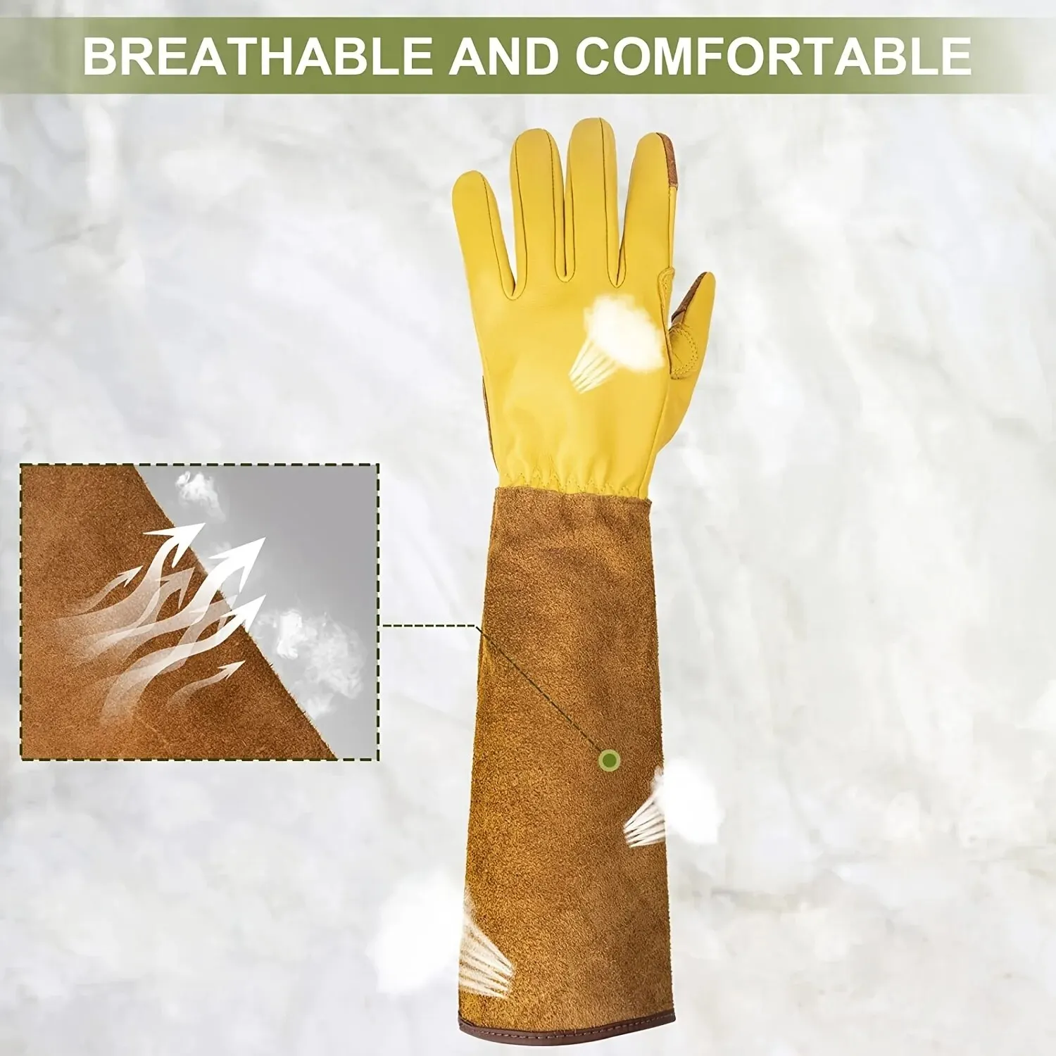 Gardening Gloves for Women Rose Pruning Thorn & Cut Proof Long Elbow Durable Cowhide Leather Gardening Gloves for Pruning