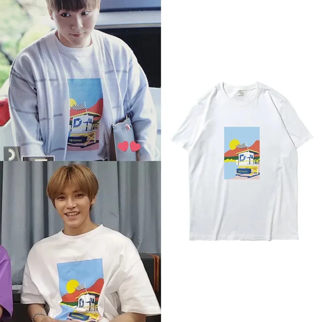 Star Same T-shirt NCT127 U Lights Letter shirt Child Kpop Shirt Pullovers Women Men Korean Style Autumn Oversized Tshirt