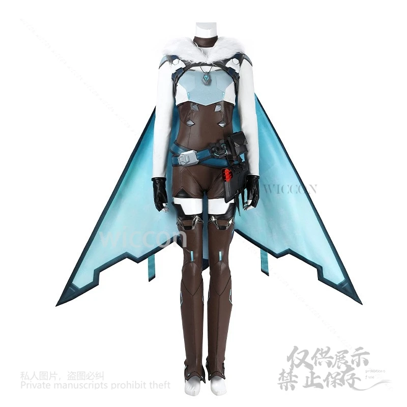 Anime Game Freyja Cosplay Costume Jumpsuit Hooded Cloak Gloves Full Set Props Outfits Female Halloween Party Carnival Customized
