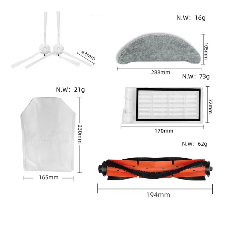 진공 청소기 예비 부품 액세서리, Roidmi Eve Plus SDJ01RM 용 메인 사이드 브러시