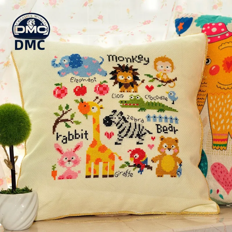 

Modern Minimalist Cartoon Animal Print Cross Stitch Pillow Bedroom Cute Zoo Theme Fabric Cotton Living Room Home Decor