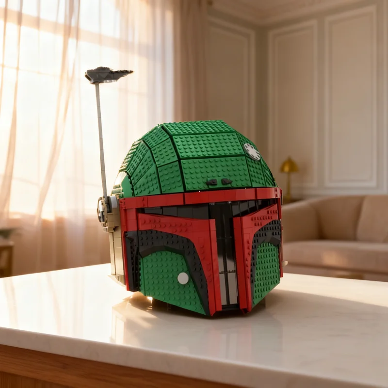 

1443pcs MOC Wearable Mandalorian Helmet Boba Style Star Battle UCS Model Building Blocks Architecture Toy Christmas Gifts Kids