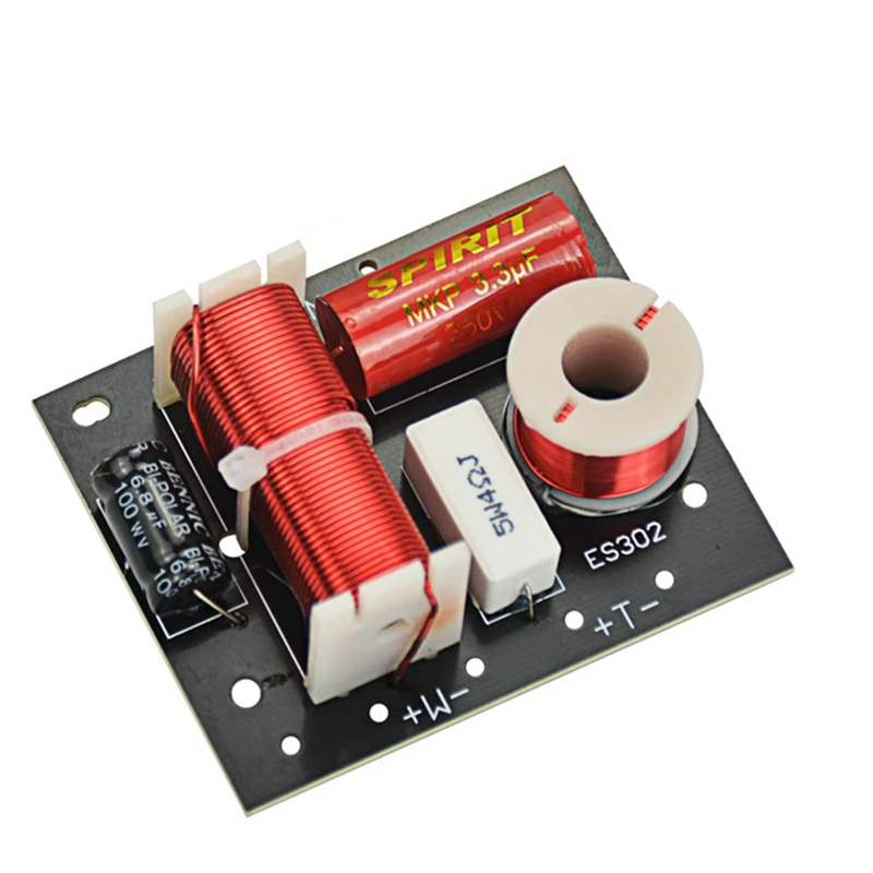 ES302 2 Ways Audio Speaker Crossover Treble+Bass Frequency Divider Crossovers Speaker Filters DIY for Home Theater-DTA9