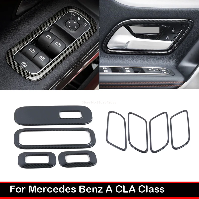 

3D For Mercedes Benz A Cla Class W177 V177 C118 W118 2019-2024 Car Glass Window Lift Switch Button Panel Door Handle Frame Ring