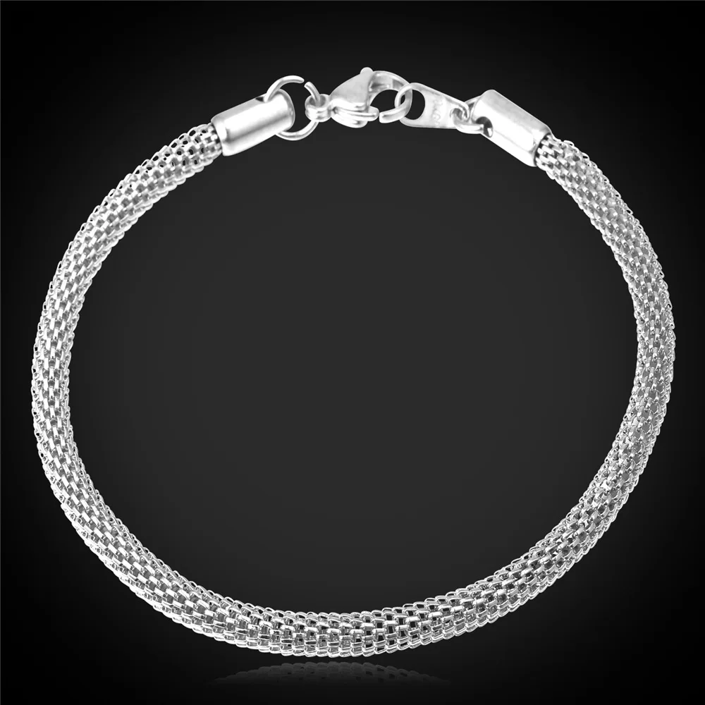 Chainspro Staineless Steel 5mm Brainding Mesh Net Tube Chain Bracelet for Man Ethiopian Bangles Rope 21cm 8.3inches Man Jewelry