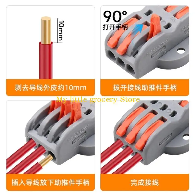 D5BD 10Pcs Quick Wire Connector Push in Electrical Terminals Block Quick Installation