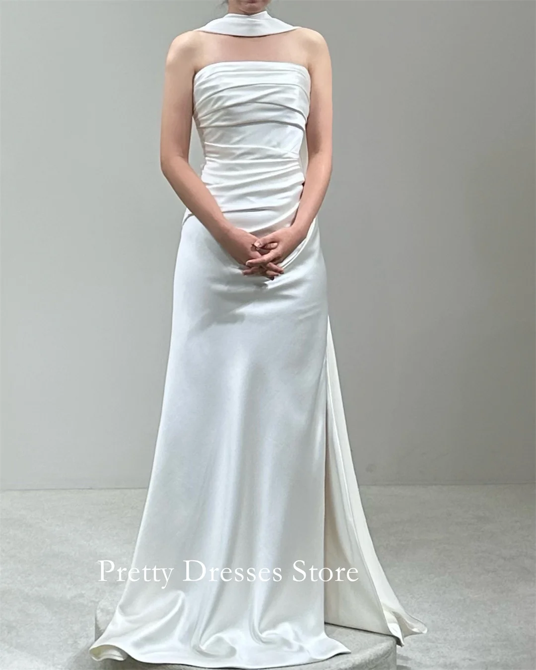 Strapless 2025 Style Garden Customized Ivory Mermaid Sleeveless Ruched Simple Wedding Dresses Corset Bride Growns Party Women