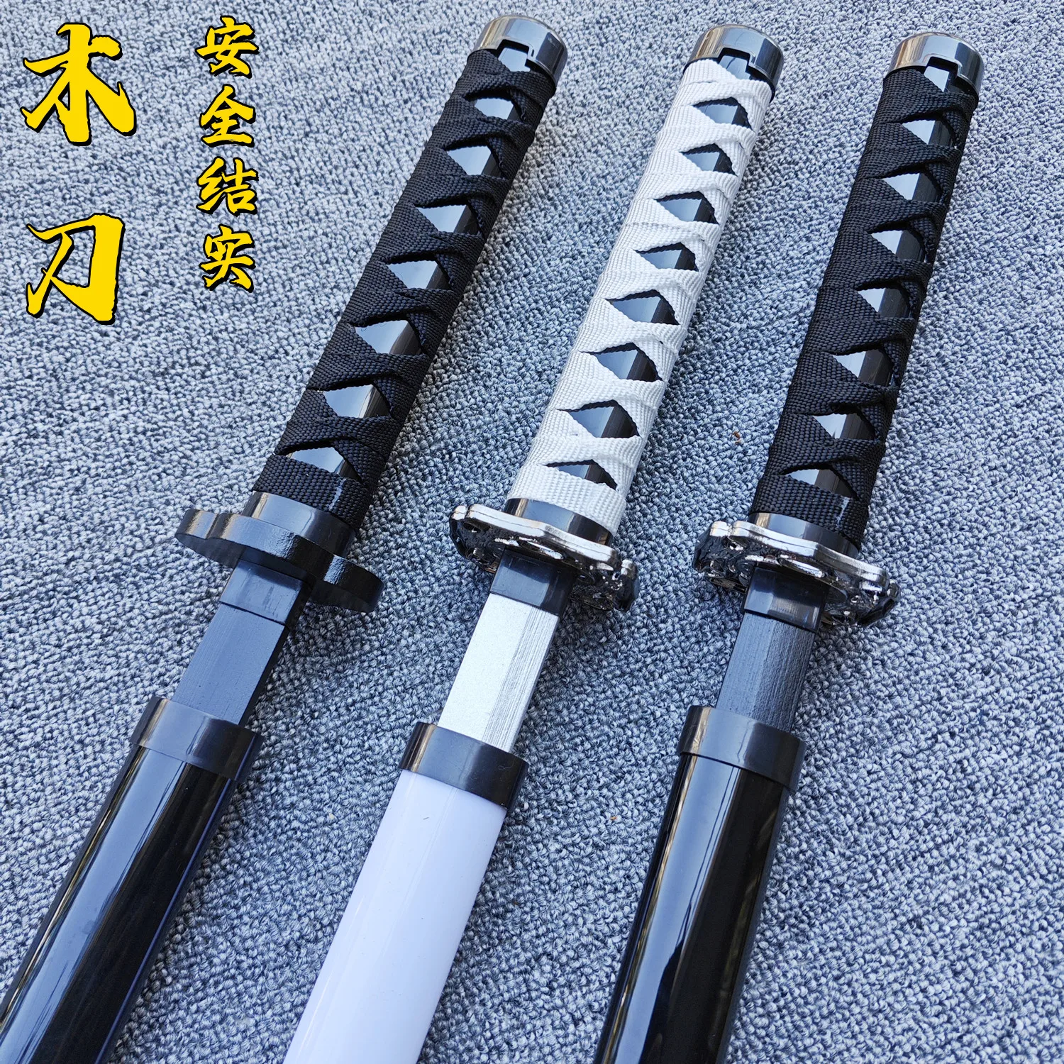 100cm Katana Wooden Samurai Swords Cosplay Sword Practice Performance Props Toys Knife Crossover Straps Handmade Katanas