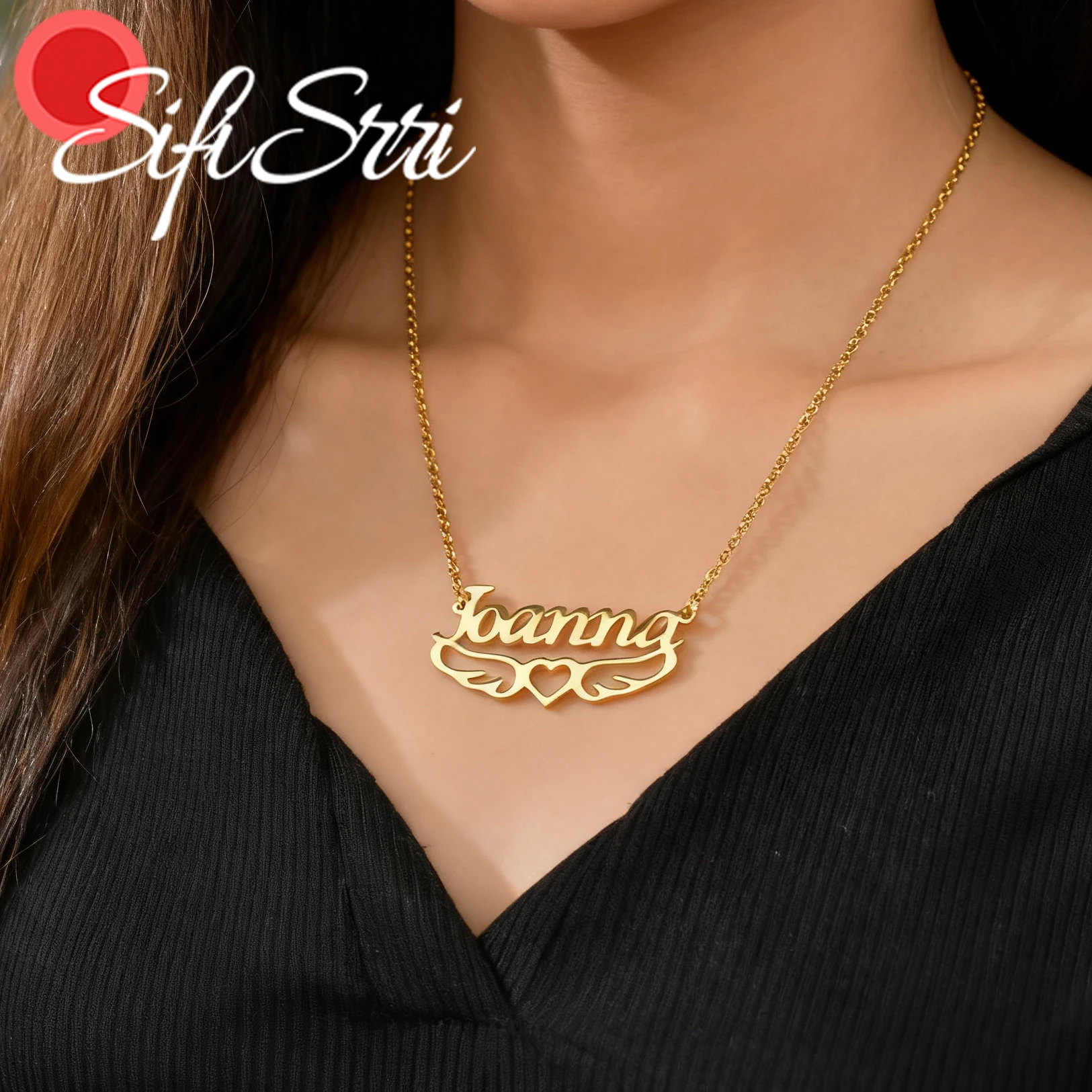 

Sifisrri ожерелье с индивидуальным именем для женщин и мужчин ювелирные изделия из нержавеющей стали сердце рождественское колье-цепочка для мамы и детей индивидуальный подарок