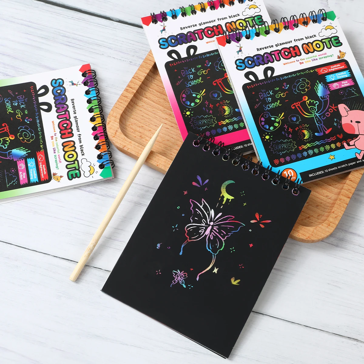 Colorful Graffiti Scratch-off Book Happy Birthday Party Decor Kids Favors Gifts Colorful Graffiti Scratch-off Notes Baby Shower