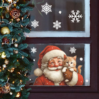 Santa Claus Cat Home Glass Door and Window Decoration Stickers for Christmas Party Decoration