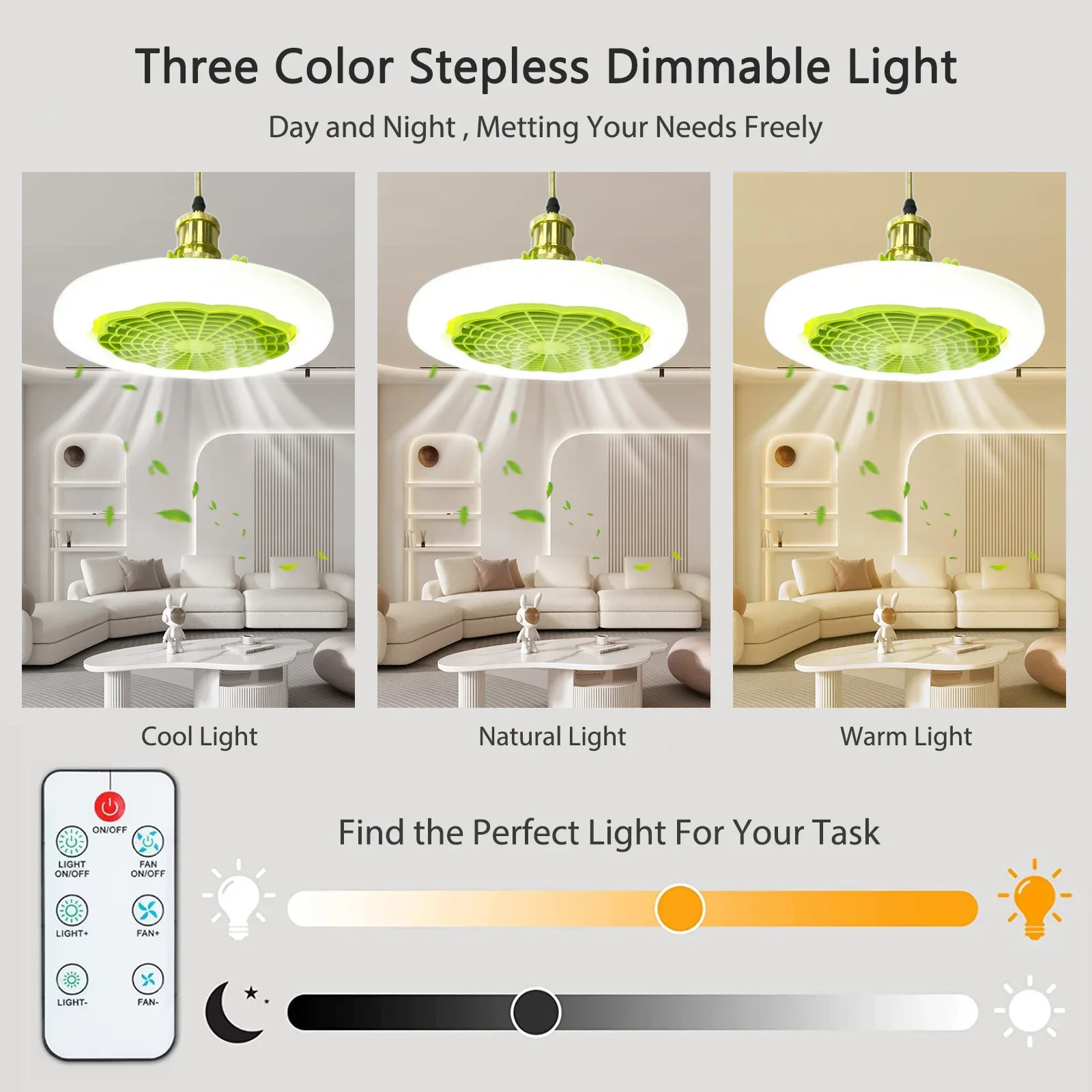 Ceiling Fans Light 30W LED Light Smart Ceiling Fan Remote Control Modern Ceiling Fan Light 3 Speed 3 Color Light for Living Room