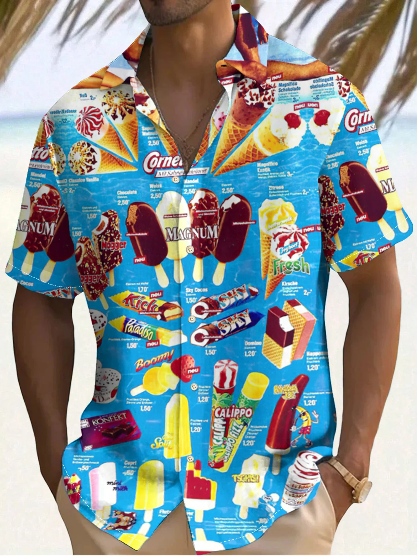 

Ice Cream Men's Shirt Summer Fashion Short Sleeve Cardigan Top Hawaiian Ice Cream Ice Cream Shirt Casual Men's Clothing