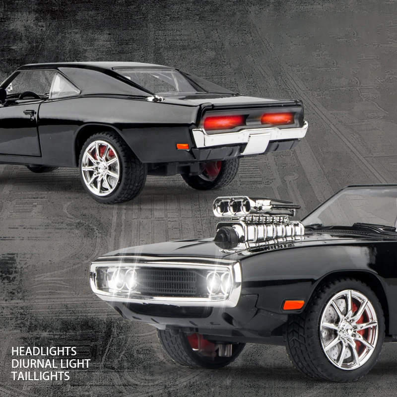 1:24 Dodge Charger 1970 szybkich i wściekłych stopów samochodów i pojazdy zabawkowe Model samochodu dźwięk i światło samochody zabawkowe dla