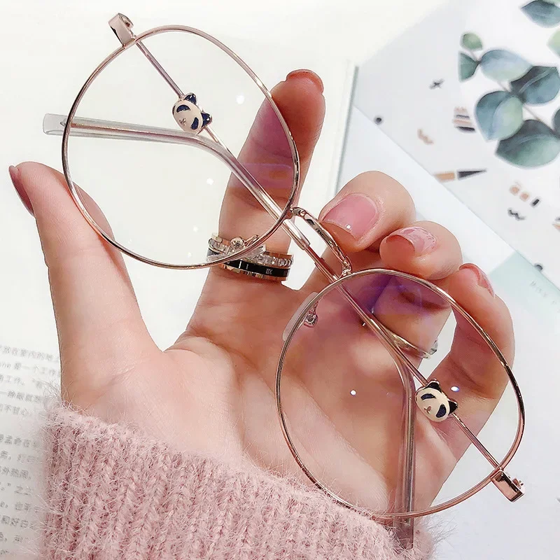 Women's Eyeglasses Myopia Prescription Glasses Metal Glasses Round Panda Shape Myopia Eyeglasses-0.5-1.0-1.5-2.0-2.5 To -4.0