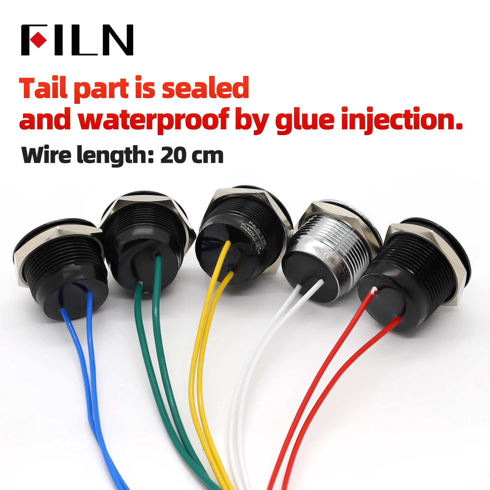 فيلم داش مصباح إرشاد مع سلك رمز LED 12 فولت 24 فولت مؤشر معدني 8/10/12/14/16 مللي متر مؤشر ضوء لوحة سيارة آلات الوخز