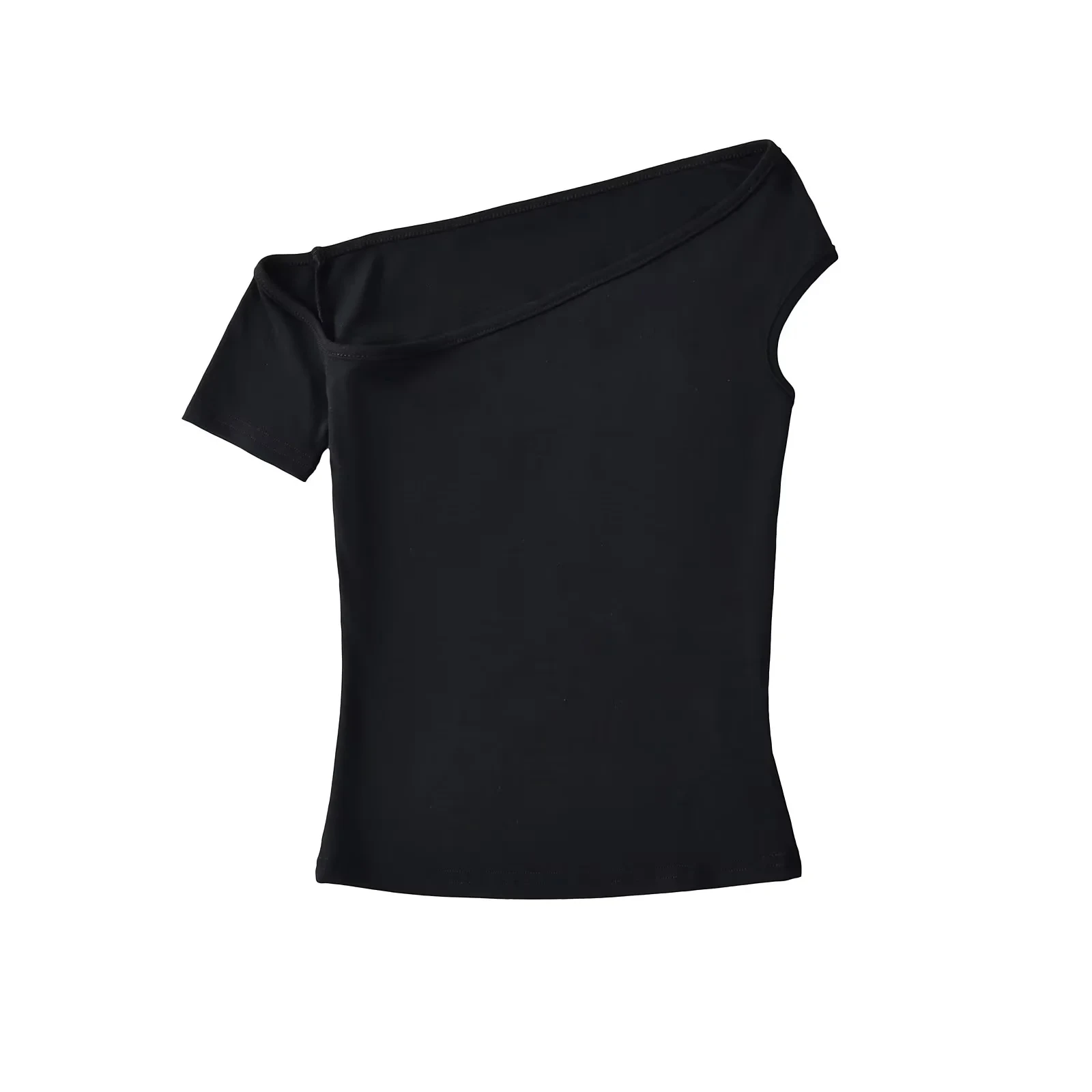 T-shirt sexy ort Sve oulder Bared T-shirt estiva da donna slim fit strato base Top da pendolarismo Sle colore puro lunghezza regolare Sve